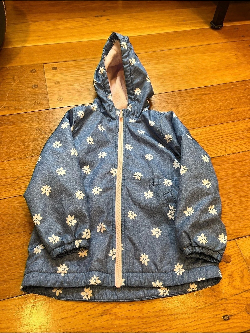 Carter's Floral Hooded Jacket Blue & Pink Girls 4T